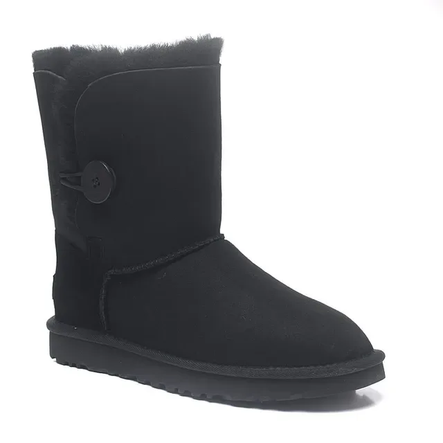 UGG Classic Short Black Suede Shearling-Lined Snow Boots 15