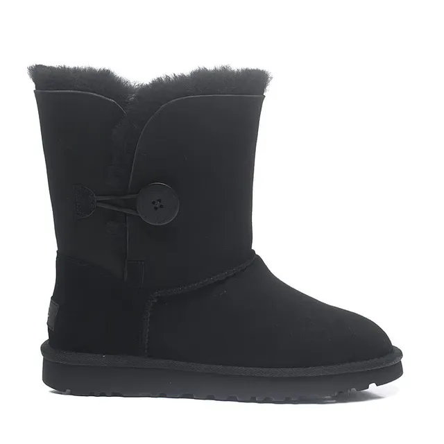 UGG Classic Short Black Suede Shearling-Lined Snow Boots 16