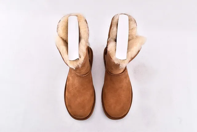 UGG Classic Short Chestnut Suede Shearling-Lined Snow Boots 3