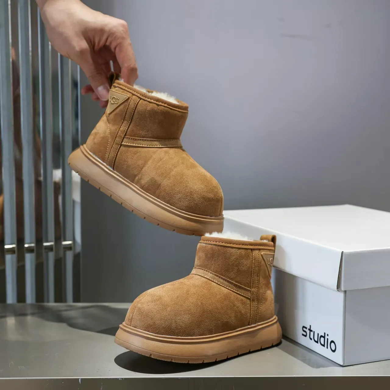 UGG Classic Short Tan Suede Shearling-Lined Snow Boots 11
