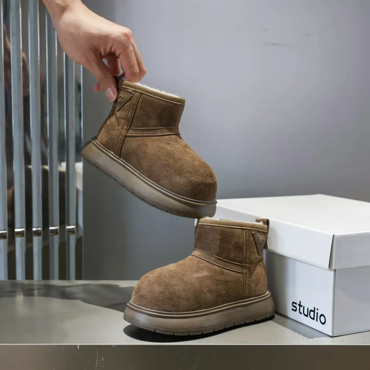 UGG Classic Short Tan Suede Shearling-Lined Snow Boots 17