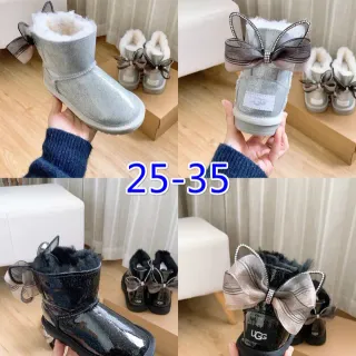 UGG Silver White Glitter Finish Shearling-Lined Snow Boots