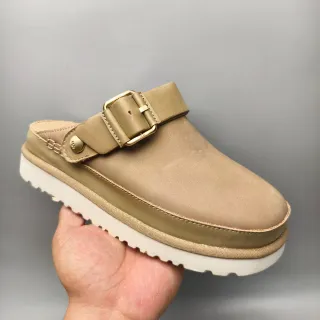 UGG Tasman Beige Buckle Strap Platform Slipper