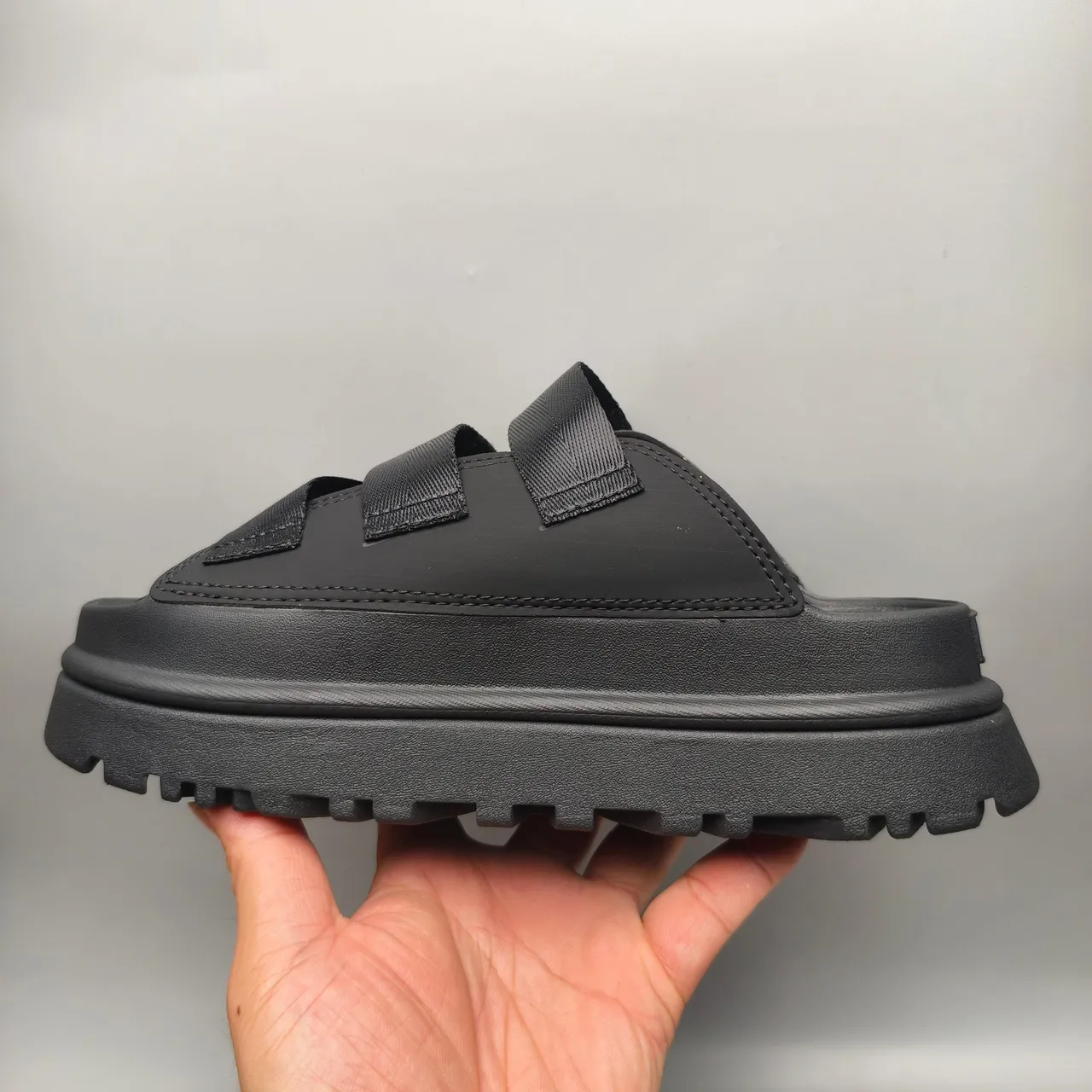 UGG Tasman Black Triple-Strap Platform Slipper 7