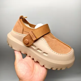 UGG Tasman Brown Beige Suede Upper Adjustable Strap Closure Casual Shoes