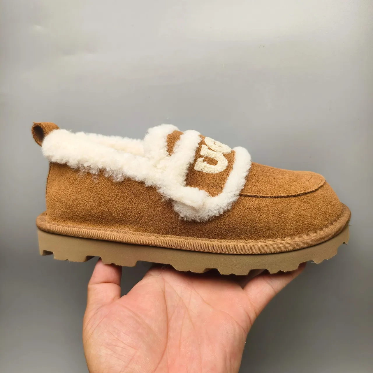 UGG Tasman Brown Beige Suede Upper Shearling-Lined Casual Shoes 2