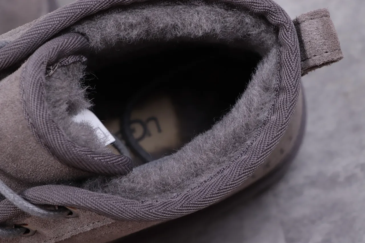 UGG Tasman Gray Suede Shearling-Lined Lace-Up Snow Boots 2
