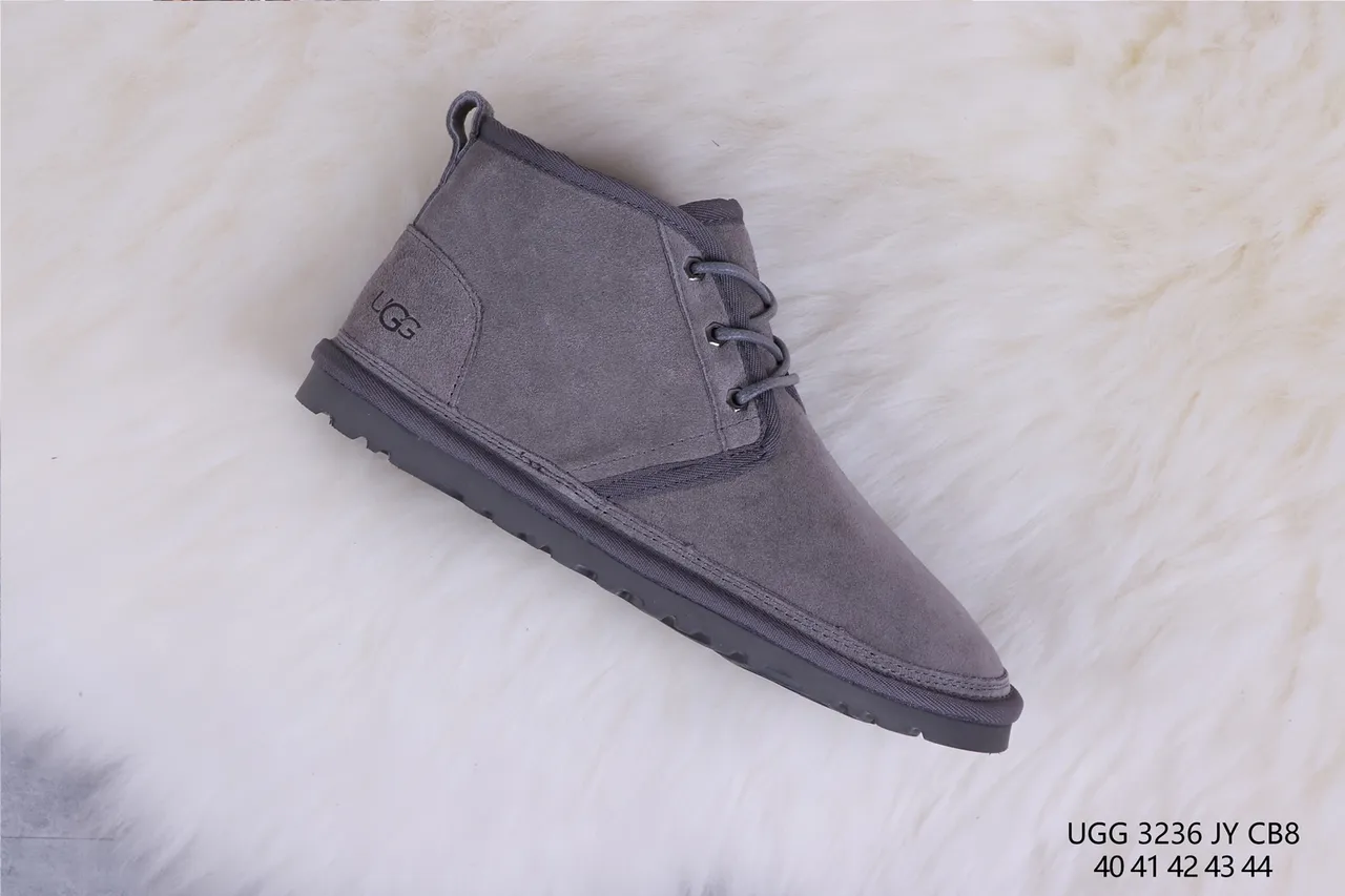 UGG Tasman Gray Suede Shearling-Lined Lace-Up Snow Boots 6