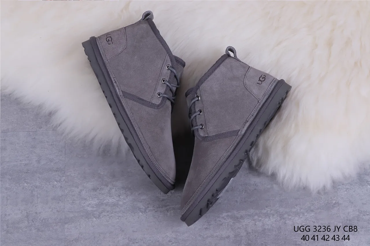 UGG Tasman Gray Suede Shearling-Lined Lace-Up Snow Boots 7