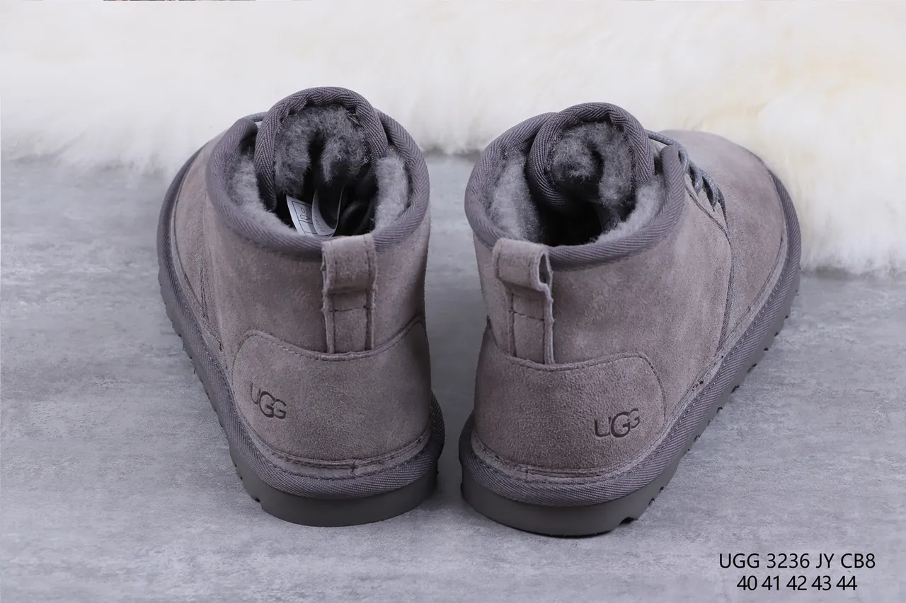 UGG Tasman Gray Suede Shearling-Lined Lace-Up Snow Boots 8