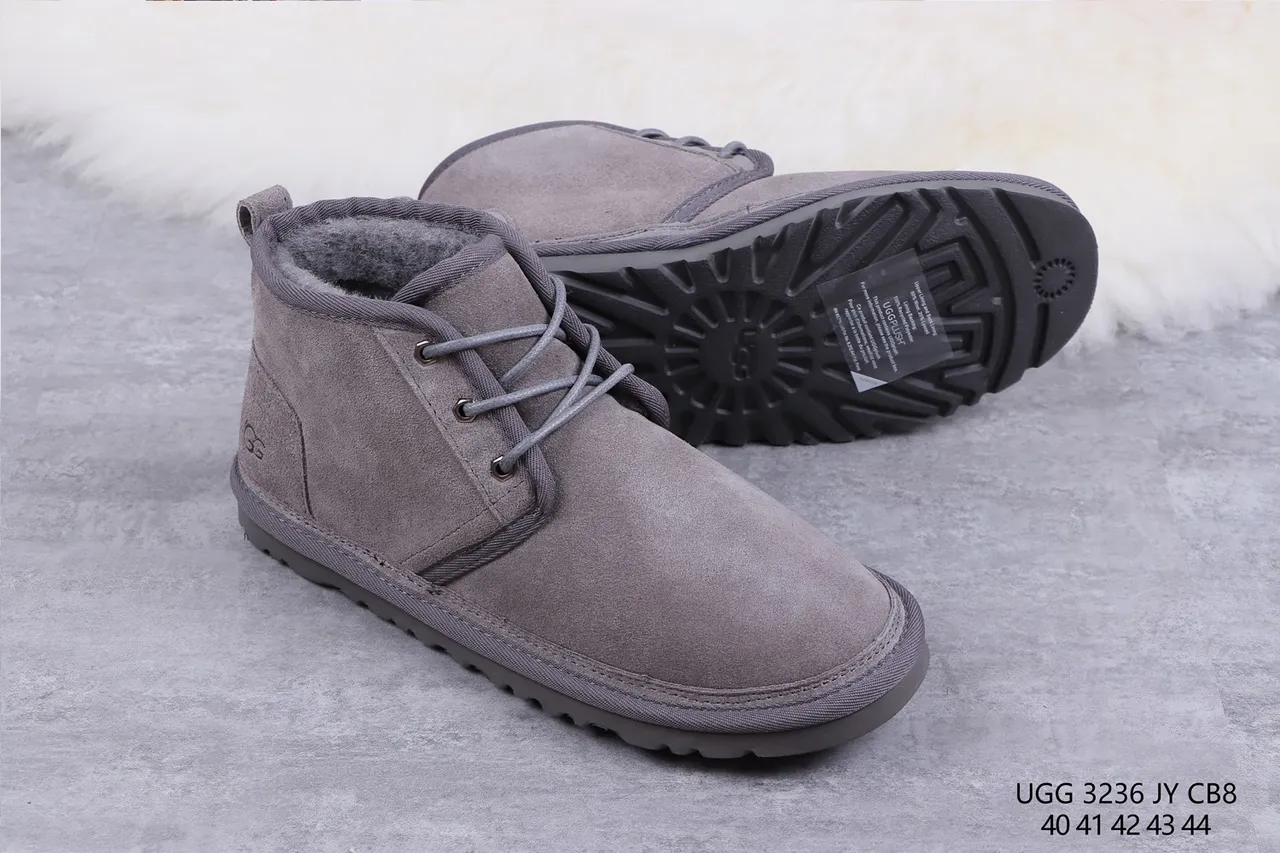 UGG Tasman Gray Suede Shearling-Lined Lace-Up Snow Boots 10