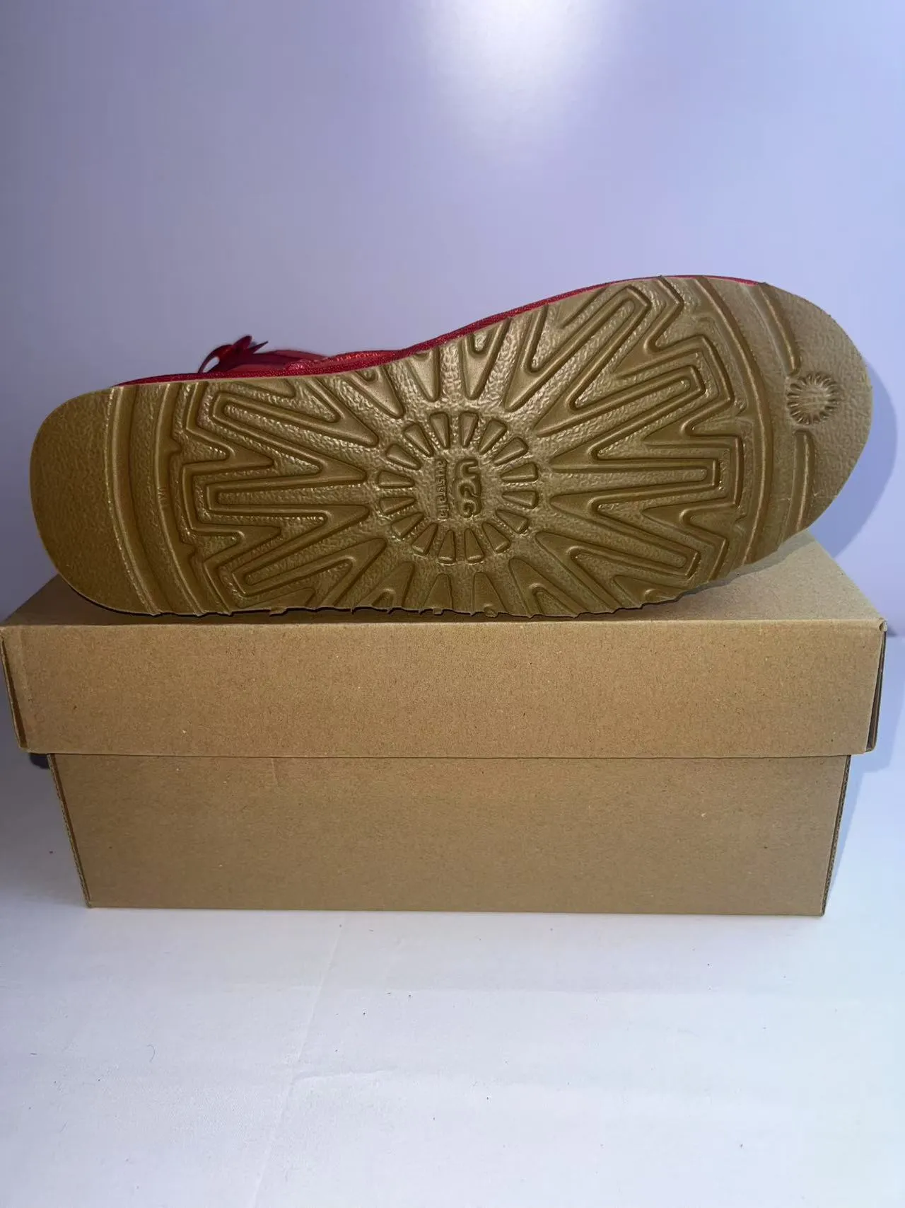 UGG Tasman Red Beige Suede-Like Upper Satin Ribbon Crisscross Lacing Snow Boots 2