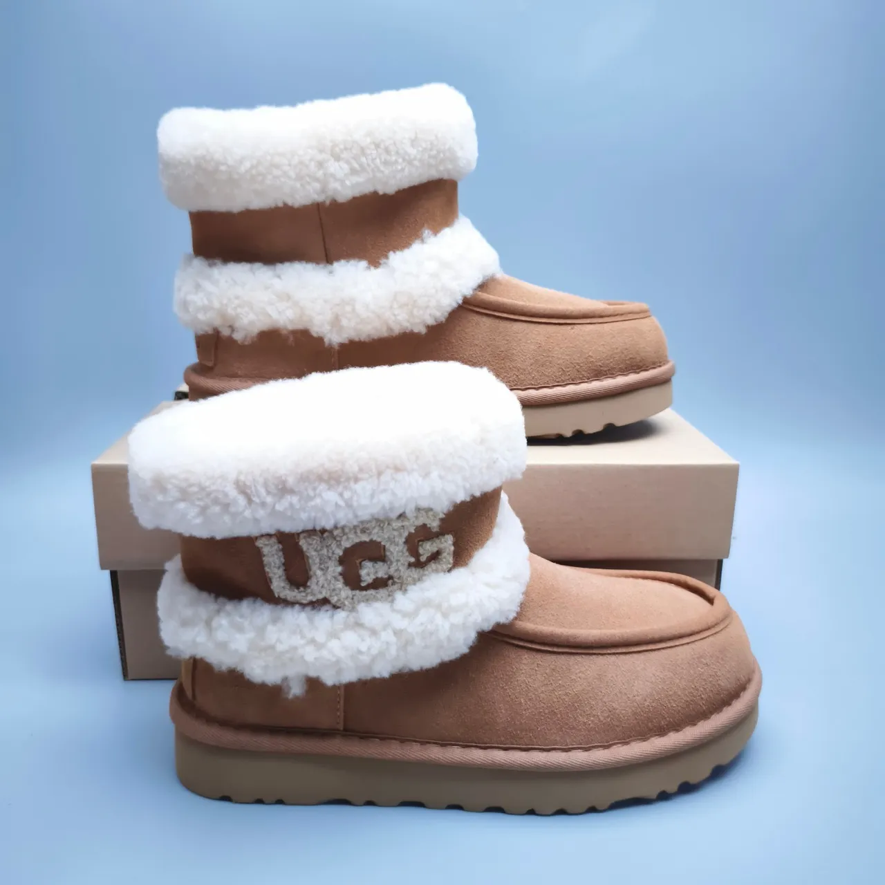 UGG Tasman Tan Shearling-Cuffed Snow Boot 4