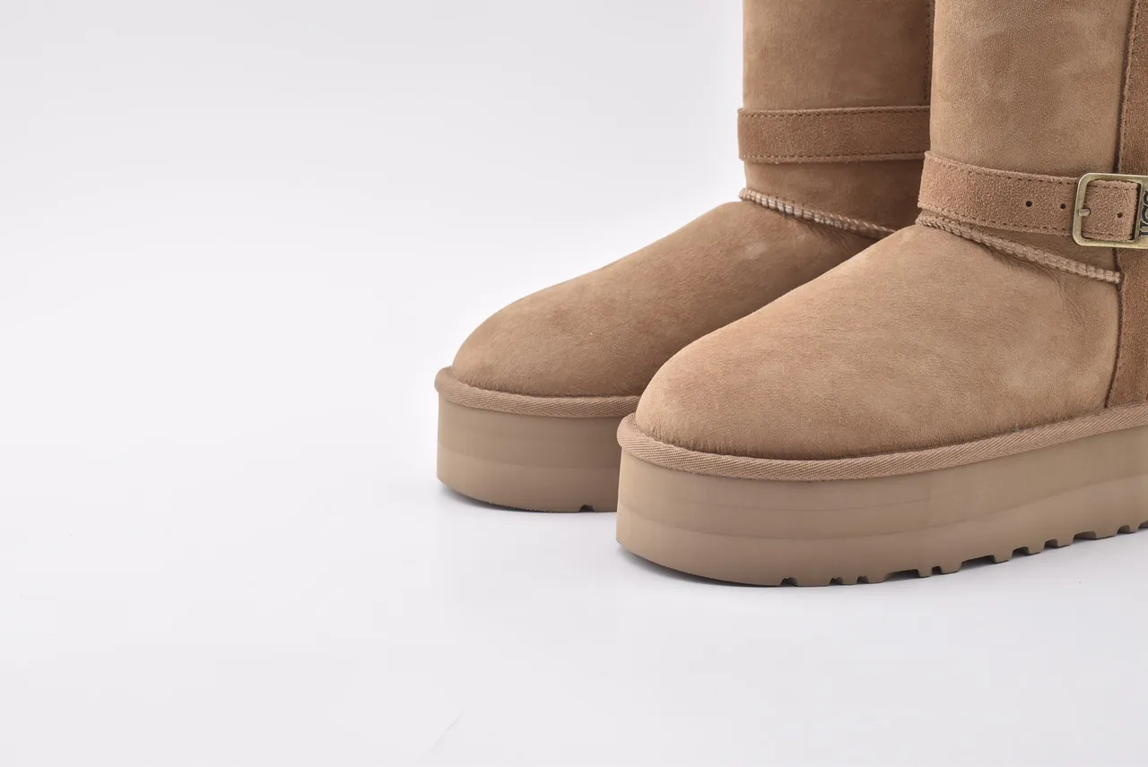 UGG Tasman Tan حذاء ركبة منصة سويد 5