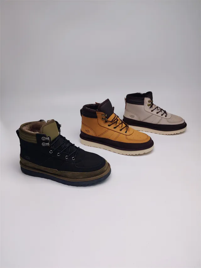 UGG 黄色棕色高帮系带雪地靴 4