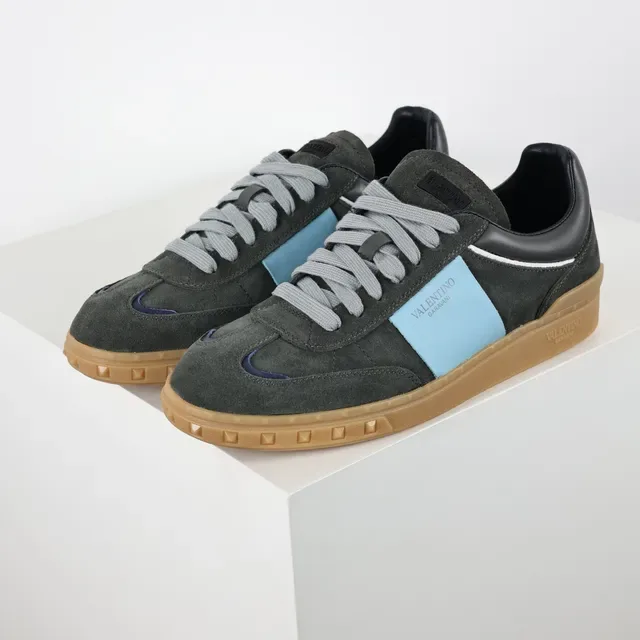 Valentino Zapatillas Gris Azul Ante Suela Goma 2