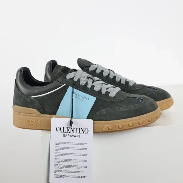 Valentino Zapatillas Gris Azul Ante Suela Goma 3