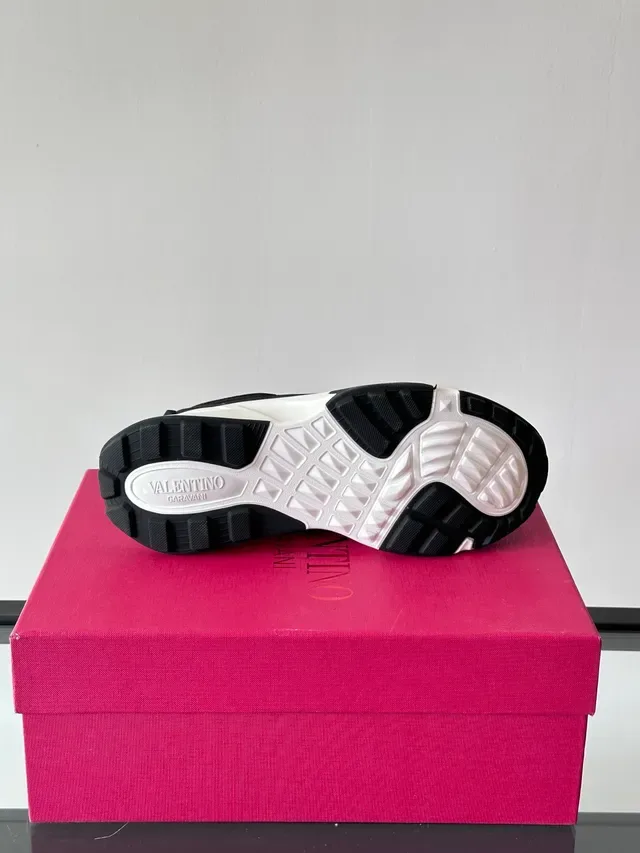 Valentino Rockstud Black White Chunky Platform Sole Mesh And Synthetic Overlay Construction Lifestyle Sneakers 2