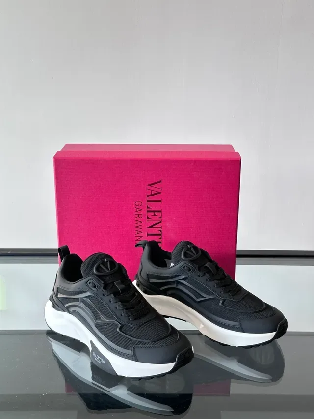 Valentino Rockstud Black White Chunky Platform Sole Mesh And Synthetic Overlay Construction Lifestyle Sneakers 4