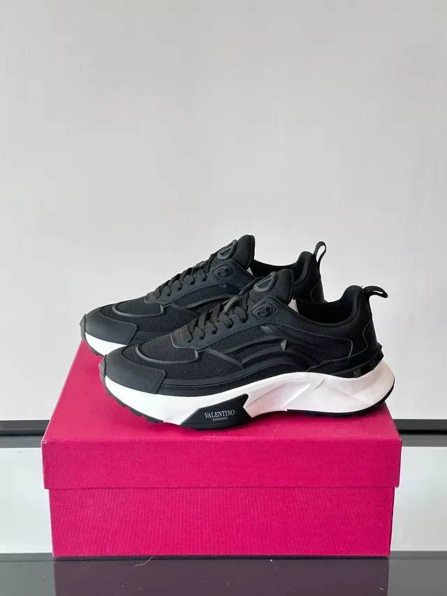 Valentino Rockstud Black White Chunky Platform Sole Mesh And Synthetic Overlay Construction Lifestyle Sneakers 5