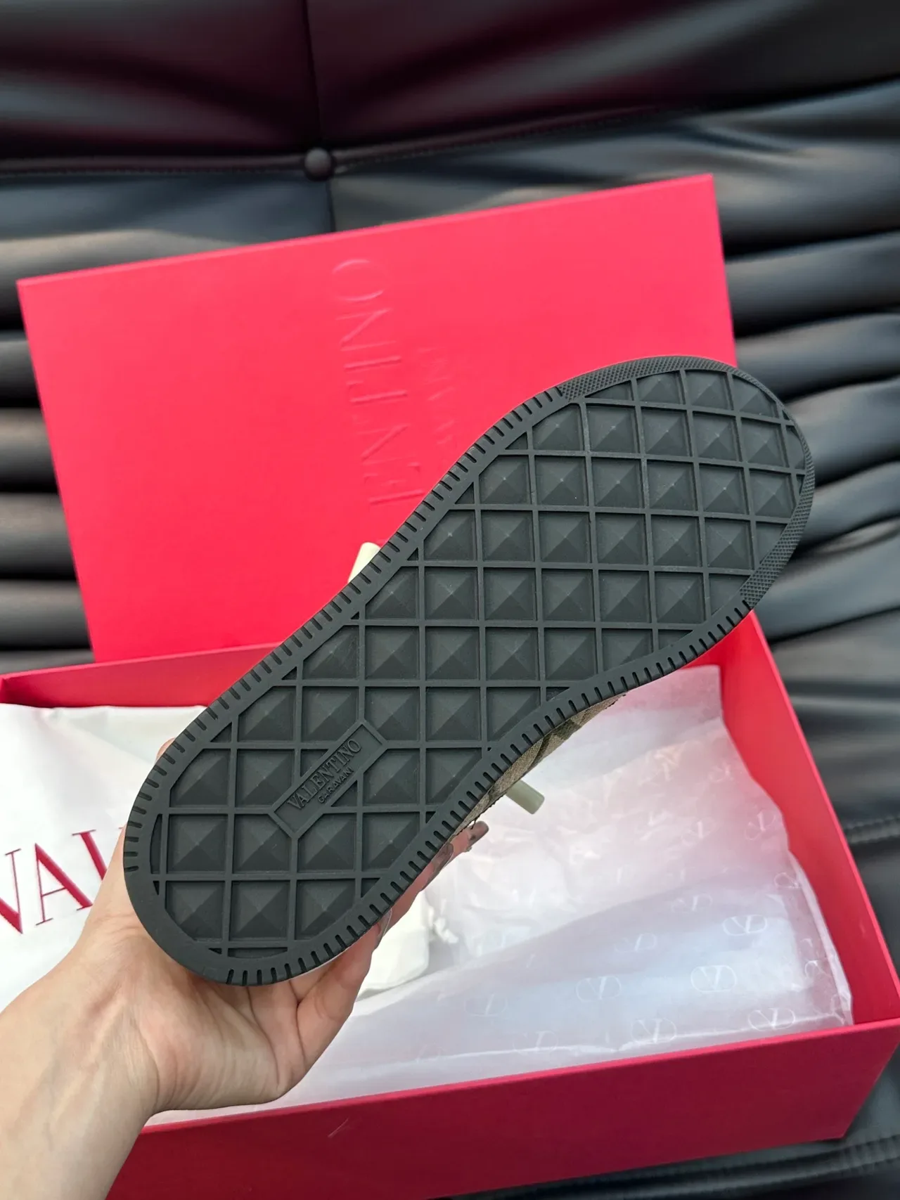 Valentino Rockstud V-Logo Olive Green White Black Chunky Sneakers 2