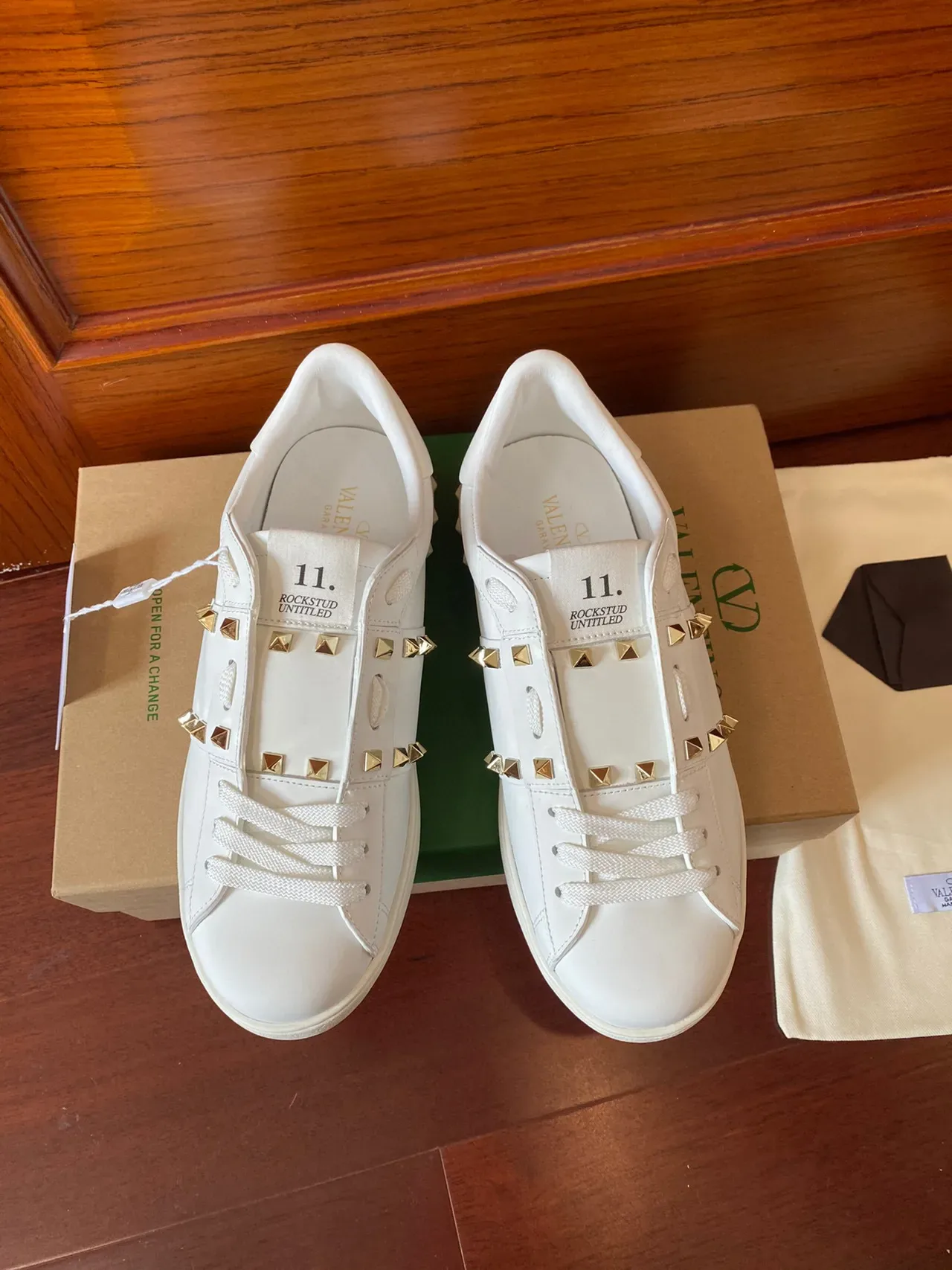 Valentino Rockstud White Leather Studded Lifestyle Sneakers 2