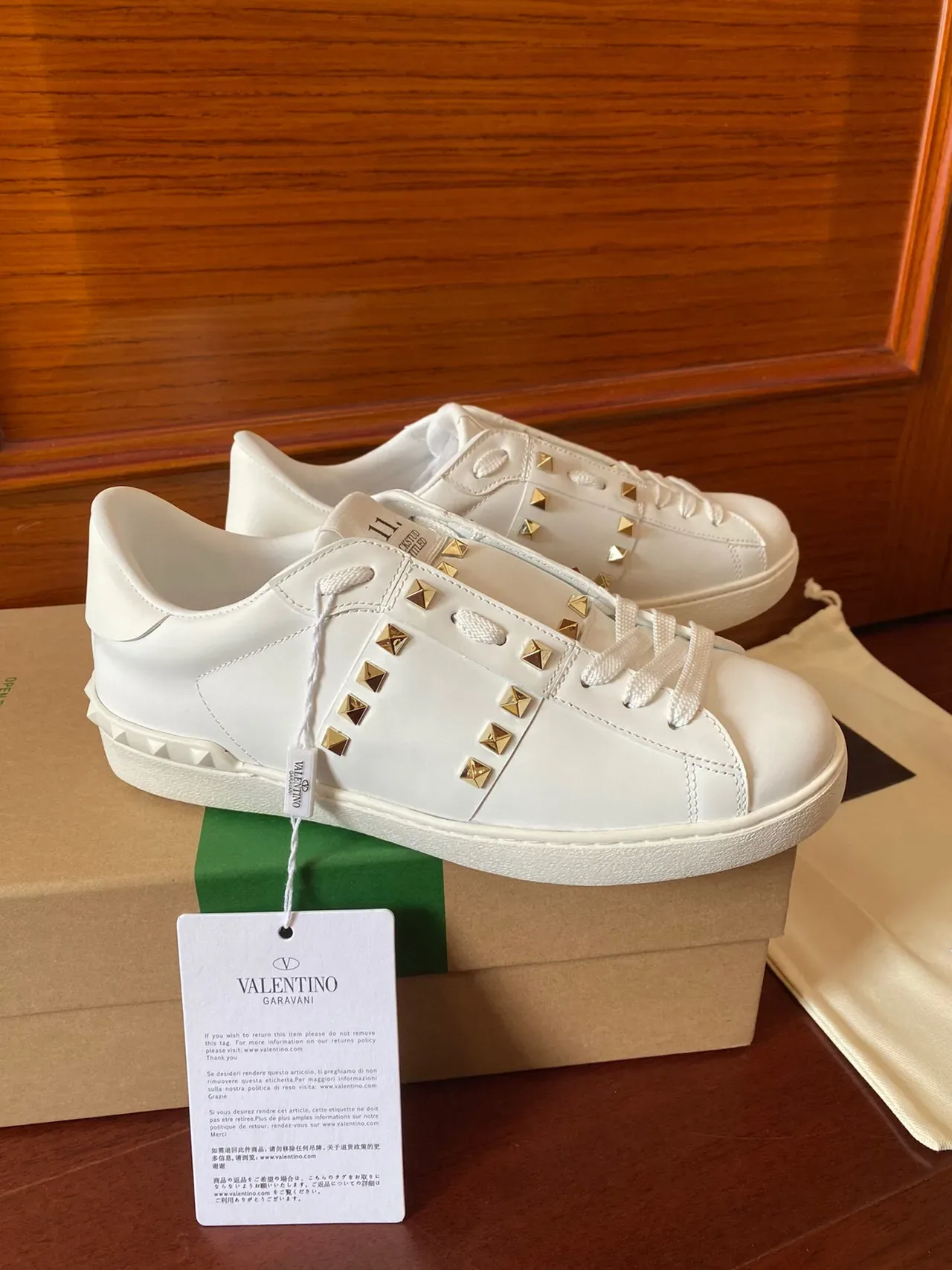 Valentino Rockstud White Leather Studded Lifestyle Sneakers 3