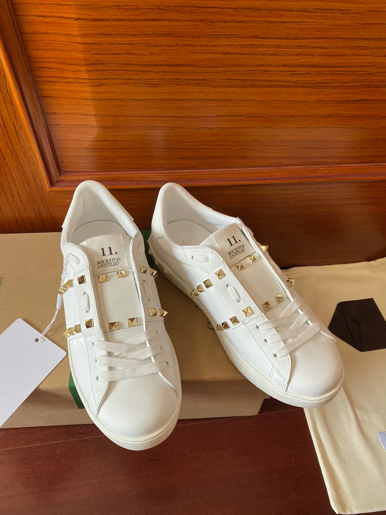 Valentino Rockstud White Leather Studded Lifestyle Sneakers 4