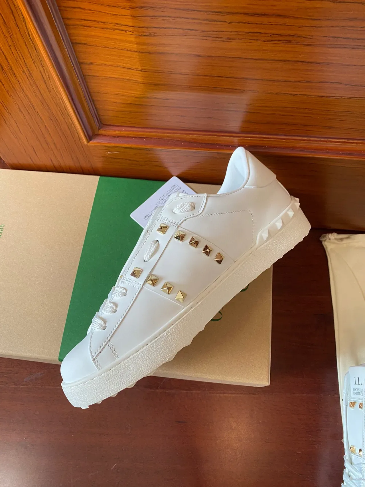 Valentino Rockstud White Leather Studded Lifestyle Sneakers 6