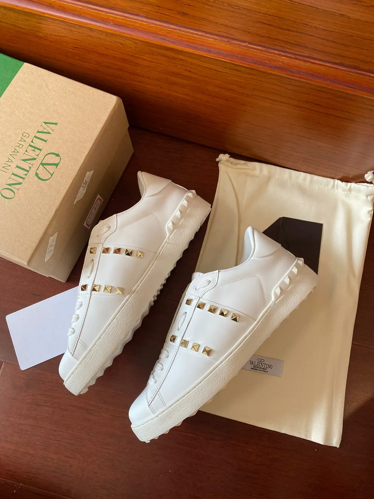 Valentino Rockstud White Leather Studded Lifestyle Sneakers 7