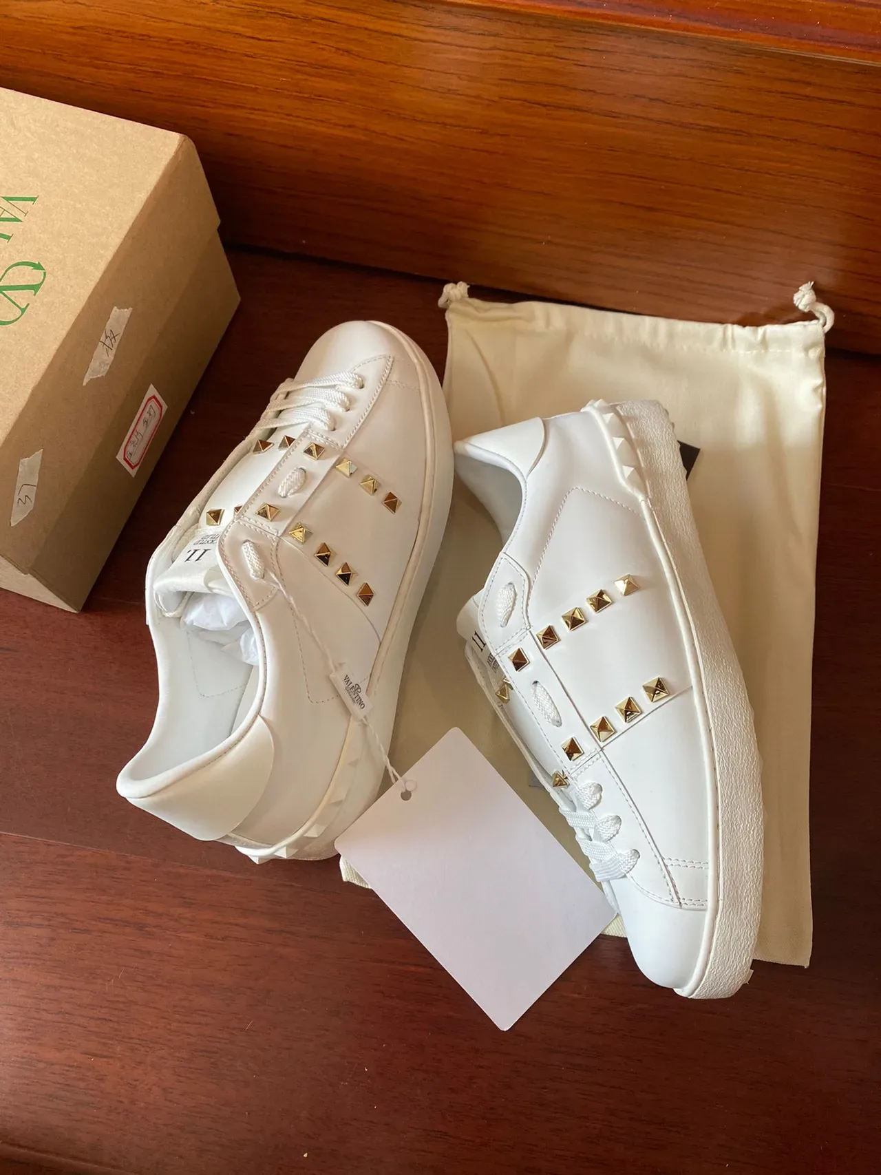 Valentino Rockstud White Leather Studded Lifestyle Sneakers 8