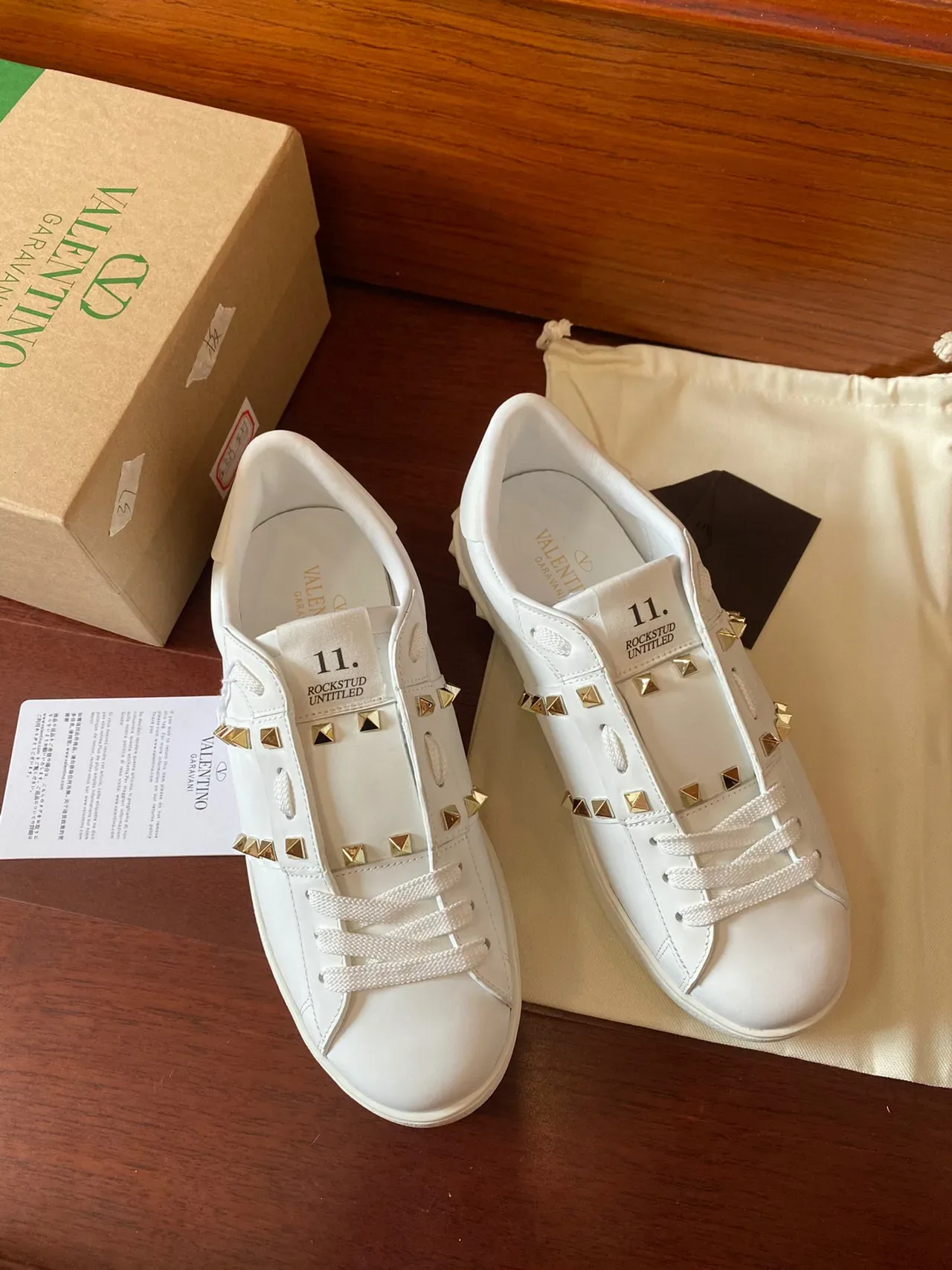 Valentino Rockstud White Leather Studded Lifestyle Sneakers 9
