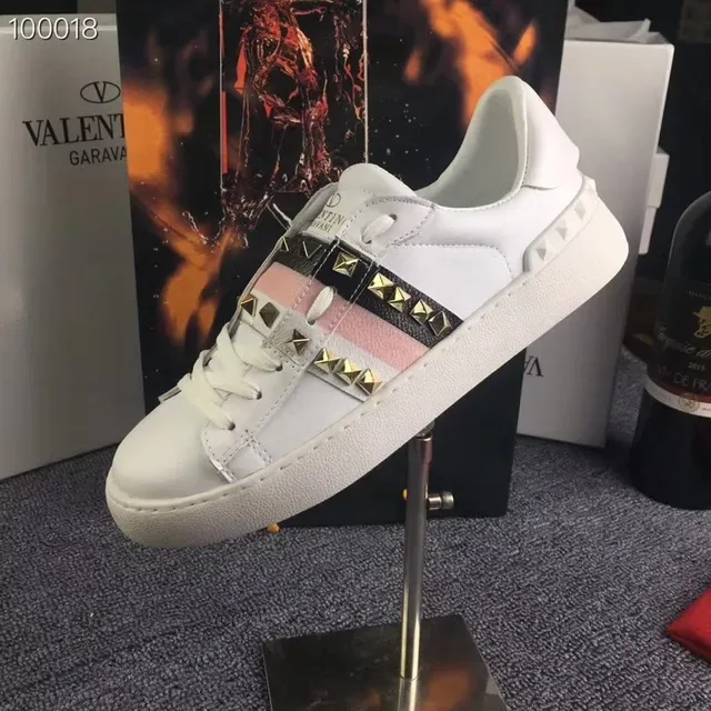 Valentino Rockstud White Pink Black Studded Lifestyle Sneakers 2