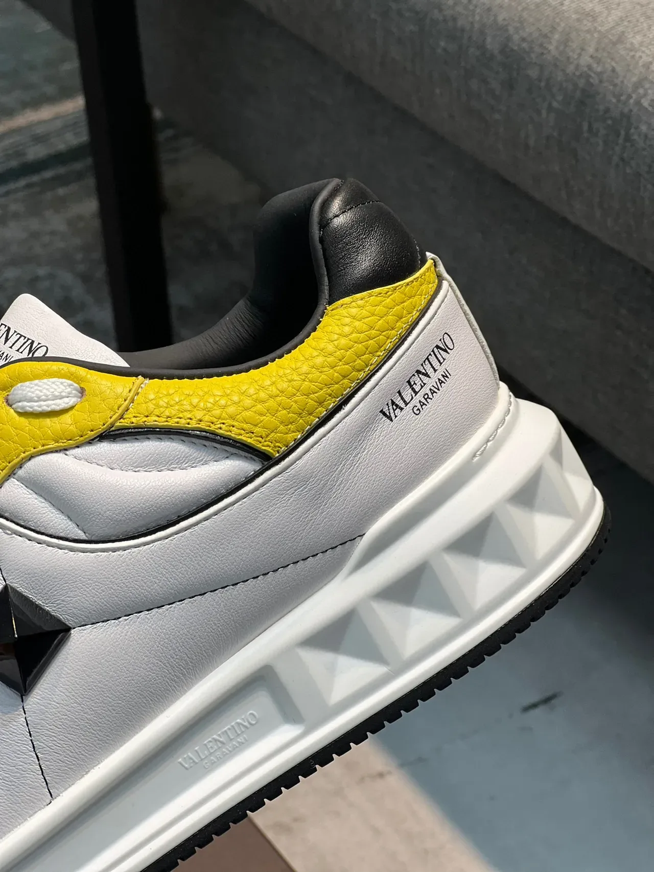 Valentino Rockstud Yellow and White Leather Lifestyle Sneakers 8