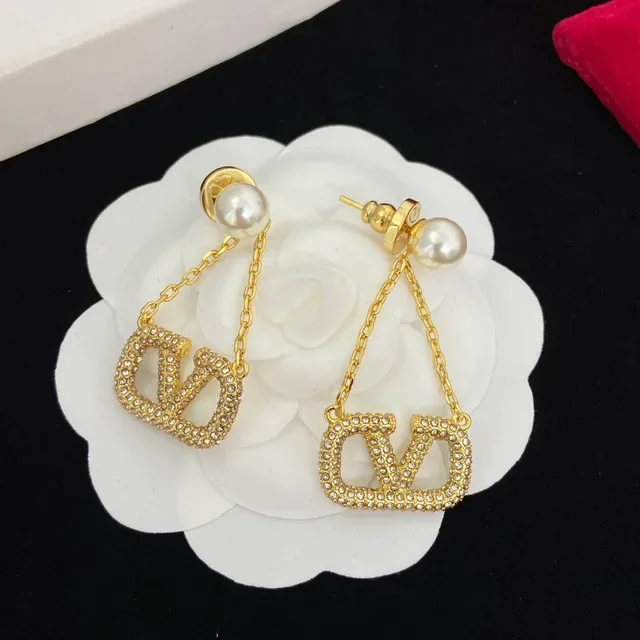 Valentino VLTN Crystal-Encrusted Pearl Drop Earrings 4