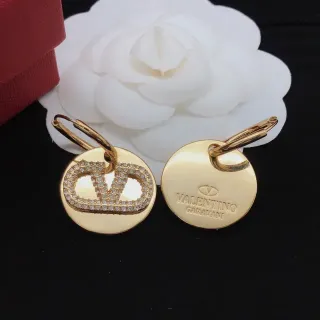 Valentino VLTN Pavé Crystal Gold-Tone Circular Disc Earrings