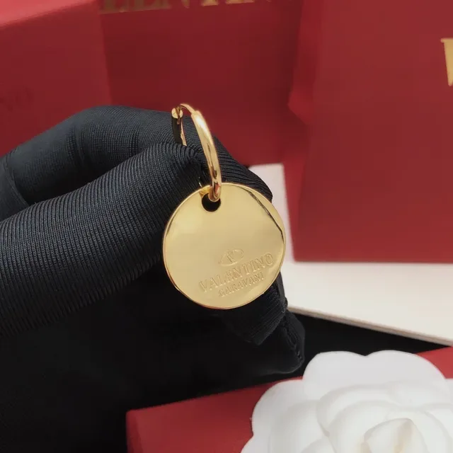 Valentino VLTN Pavé 水晶金色圆盘耳环 2