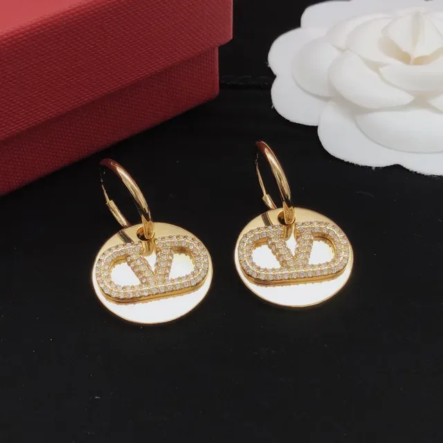 Valentino VLTN Pavé 水晶金色圆盘耳环 5
