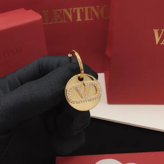Valentino VLTN Pavé 水晶金色圆盘耳环 6