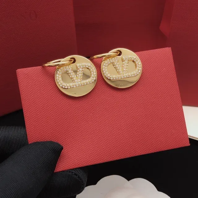 Valentino VLTN Pavé 水晶金色圆盘耳环 8