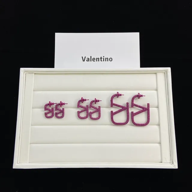 Valentino VLTN Pavé Interlocking Double-V Stud Earrings 3