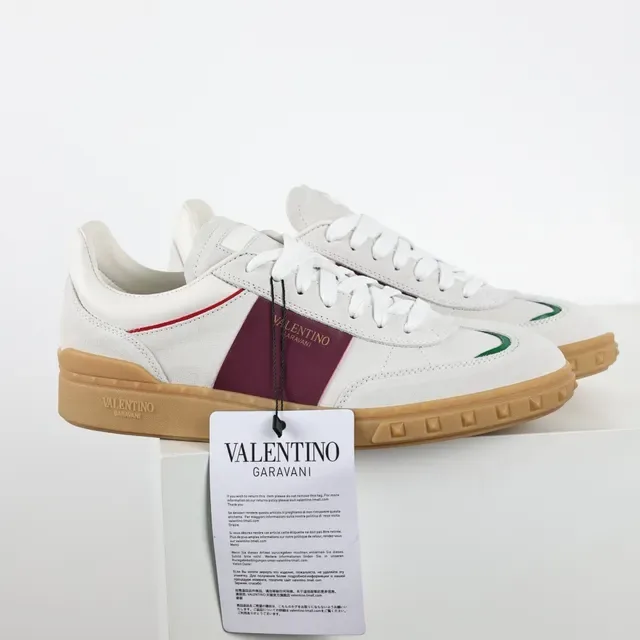 Valentino Blancos y Burdeos Low-Top Ante y Cuero Upper Lifestyle Sneakers 3