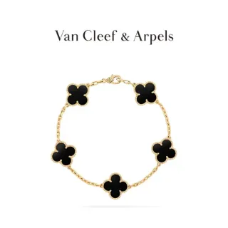 Van Cleef & Arpels Alhambra Five Motif 黑色珐琅金手链