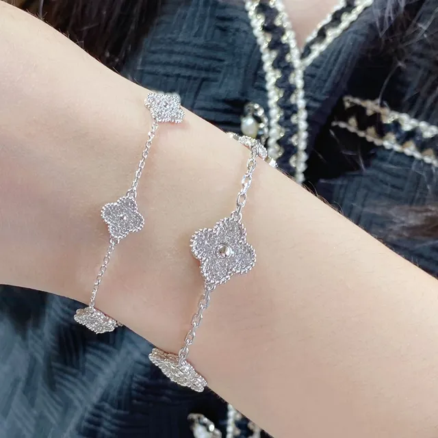 Van Cleef & Arpels Alhambra Five-Petal Floral Pavé Bracelet 9