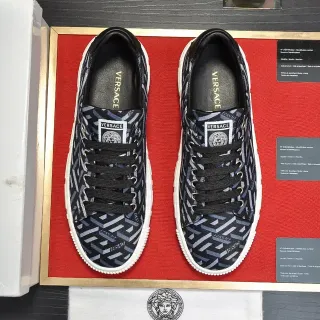 Versace 黑色 蓝色 几何 Greca-Print Textile Upper White Cupsole Lifestyle Sneakers