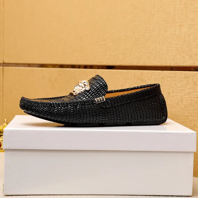Versace Negro Dorado Cuero Tejido Cabeza Medusa Herrajes Mocasín 5