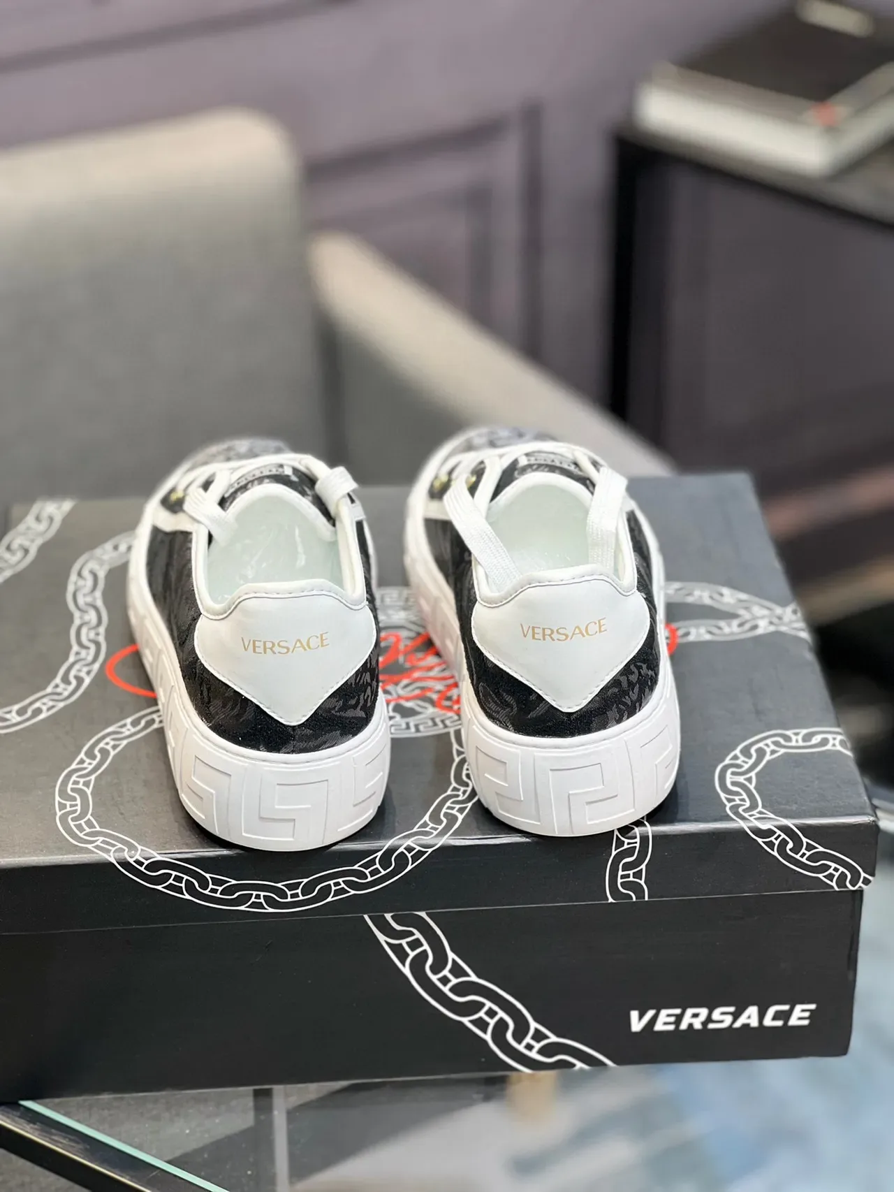 Versace Chain Reaction Black Baroque Jacquard Lifestyle Sneakers 2
