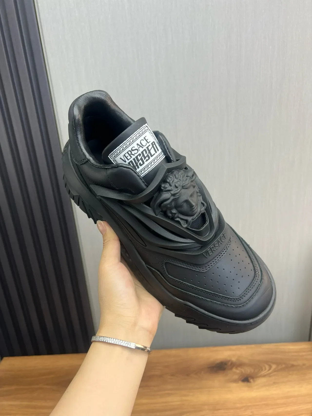 Versace Chain Reaction Monochrome Black Lifestyle Sneakers 4