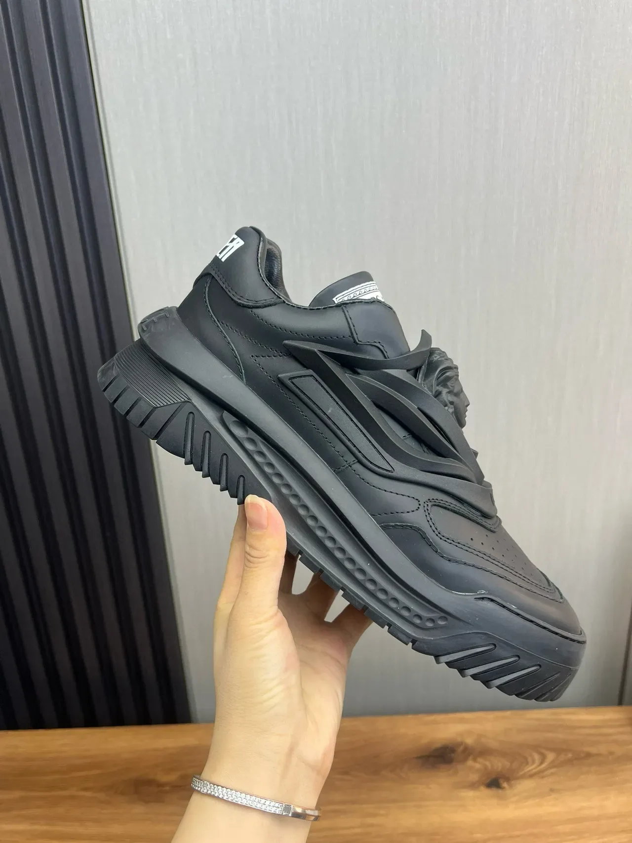 Versace Chain Reaction Monochrome Black Lifestyle Sneakers 7