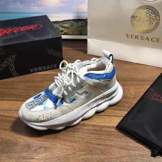 Versace Chain Reaction 白蓝米色厚底休闲鞋
